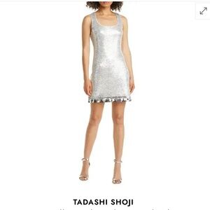 Tadashi Shoji Glittering Silver Mini Dress